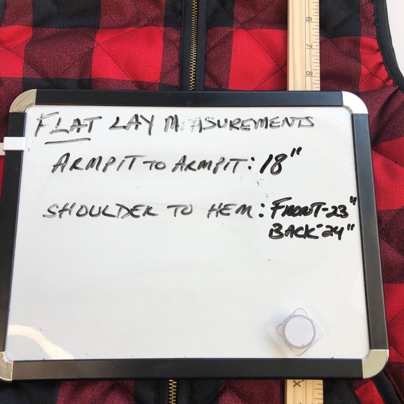 Old Navy Red & Black Buffalo Plaid Quilted Cozy Classic Zip Front Vest Cabincore - Picture 12 of 12